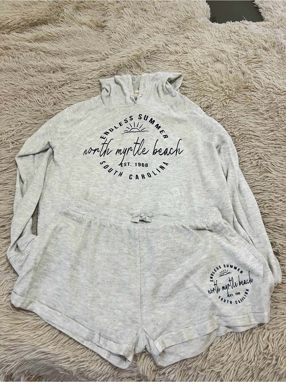 North Myrtle Beach Light Gray Hoodie Sweatshirt with shorts